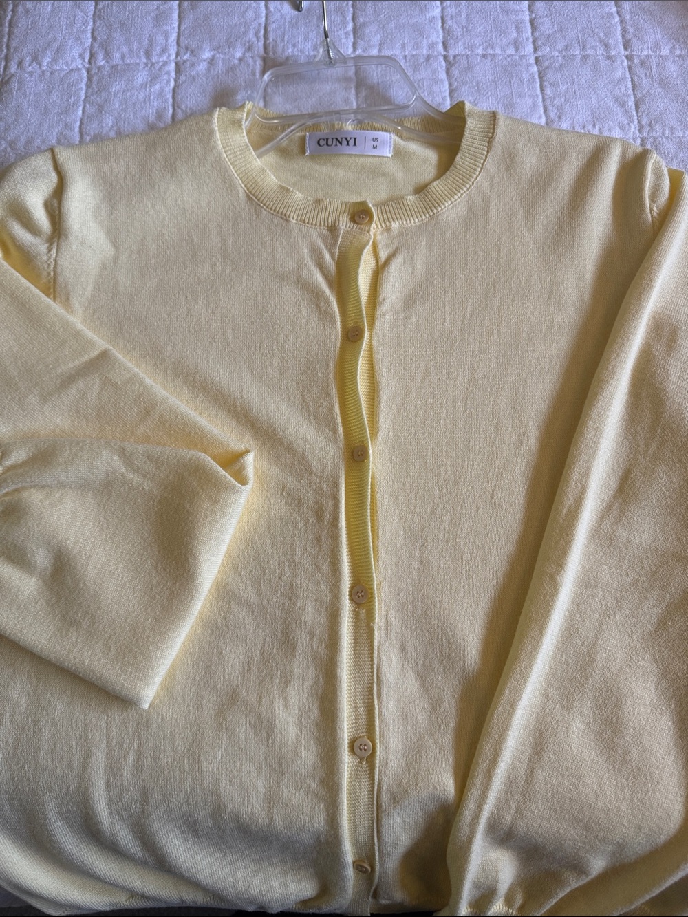 CUNYI Pale Yellow Women's Button-Front Cardigan